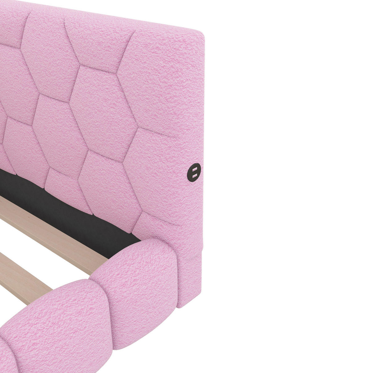 POLSTERBETT aus Samt 90x200 cm in Rosa mit LED & USB-C - Rosa, Textil (90/200cm) - Modfu