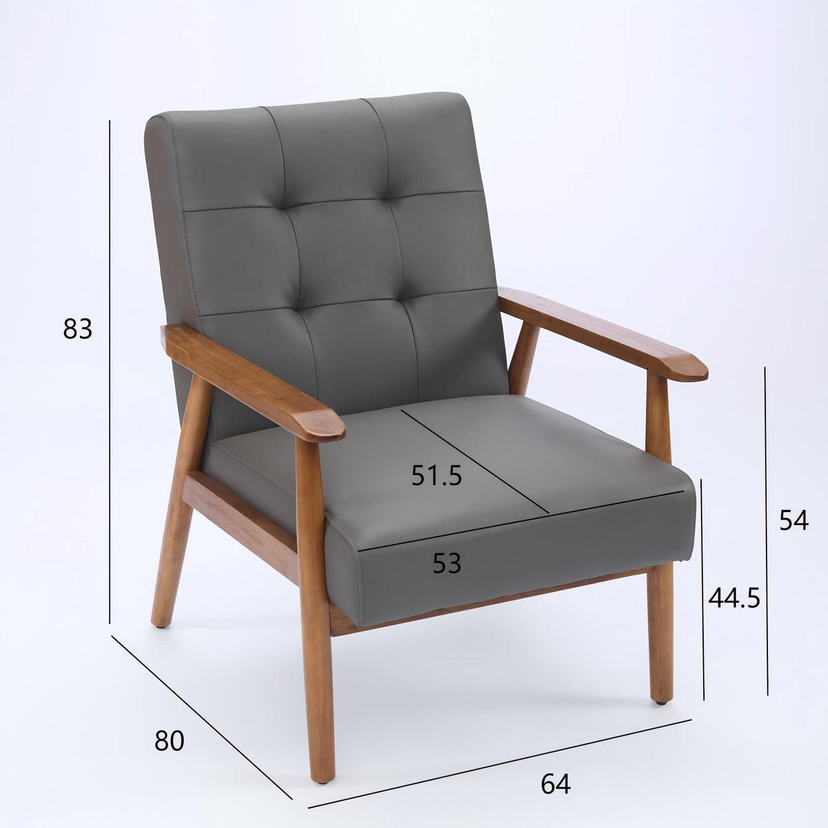 SESSEL Echtleder mit Nussbaum-Armlehnen, DE-42331, Grau - Grau, Holzwerkstoff (80/83/64cm) - ComfortXL