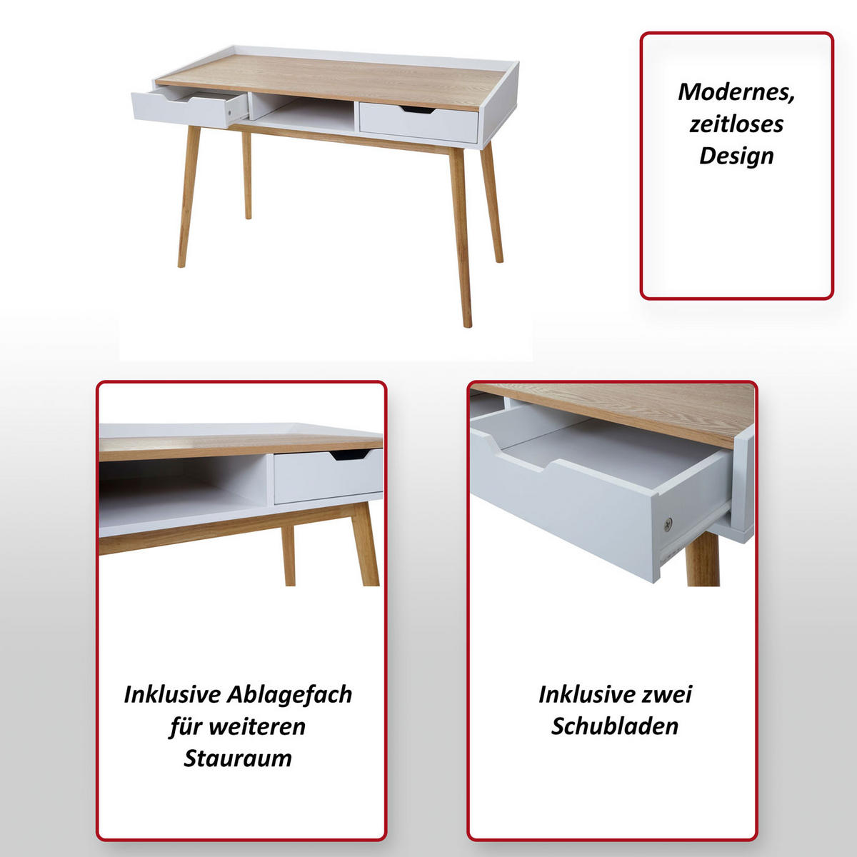 SCHREIBTISCH rechteck Esche Dekor - Eschefarben, Holzwerkstoff (55/120/80cm) - MCW