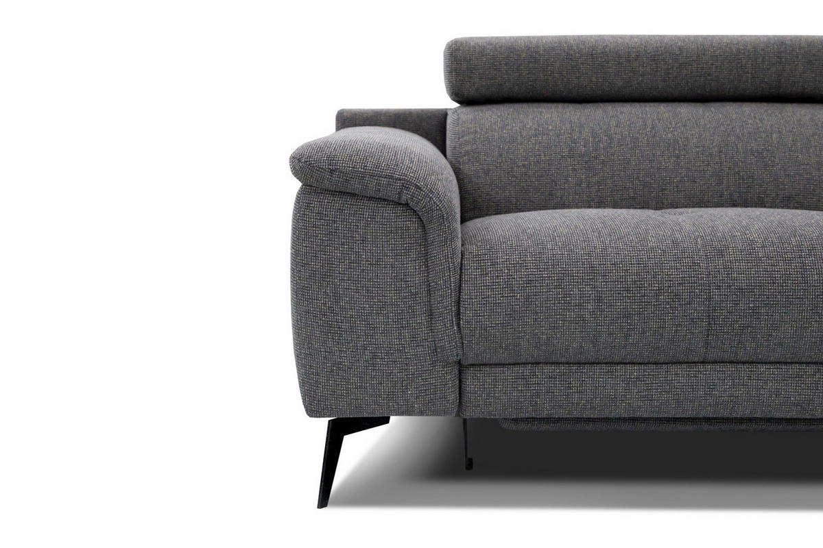 RELAXSOFA FIERO 3-Sitzer mit 1 Relaxfunktion, dunkelgrau - Dunkelgrau/Schwarz, Holzwerkstoff/Textil (212/82/103cm) - Courtois Laville