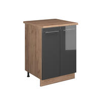 SPODNÁ SKRINKA POD DREZ Fame-Line, Antracit vysoký lesk/Dub Goldkraft, 60 cm - dub medový/čierna s vysokým leskom, kompozitné drevo (60/82/60cm) - Vicco