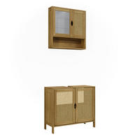 BADMÖBEL-SET Liora Bambus 2 Teile - Grün, Holzwerkstoff (68/60/29cm) - Vicco