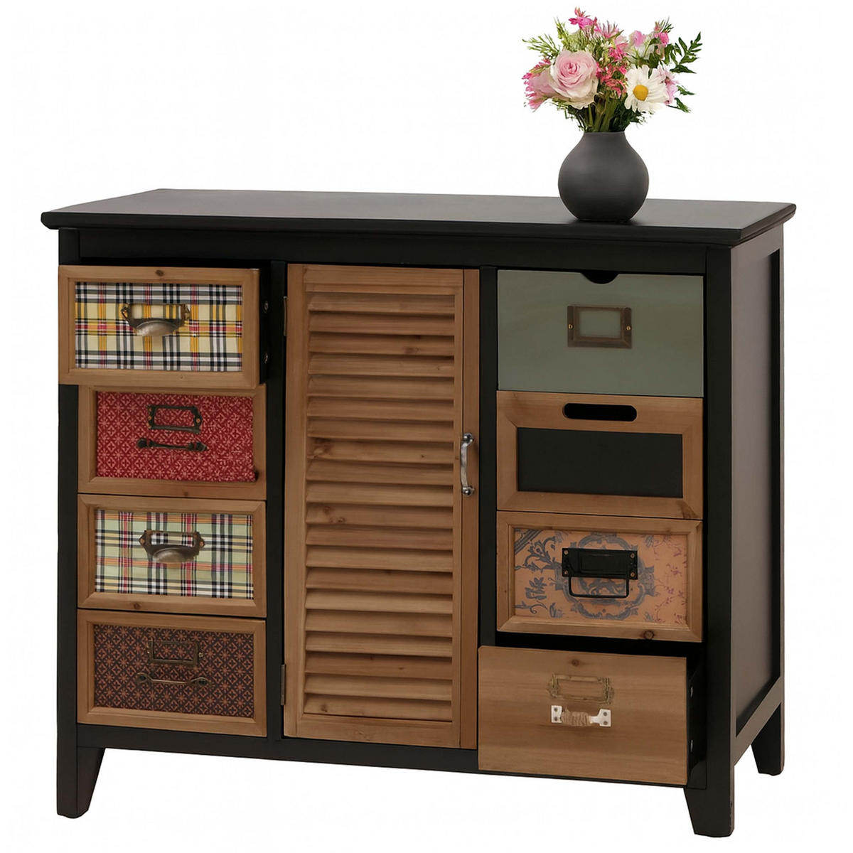 APOTHEKERKOMMODE Černá - černá, dřevo (91/80/40cm) - MCW