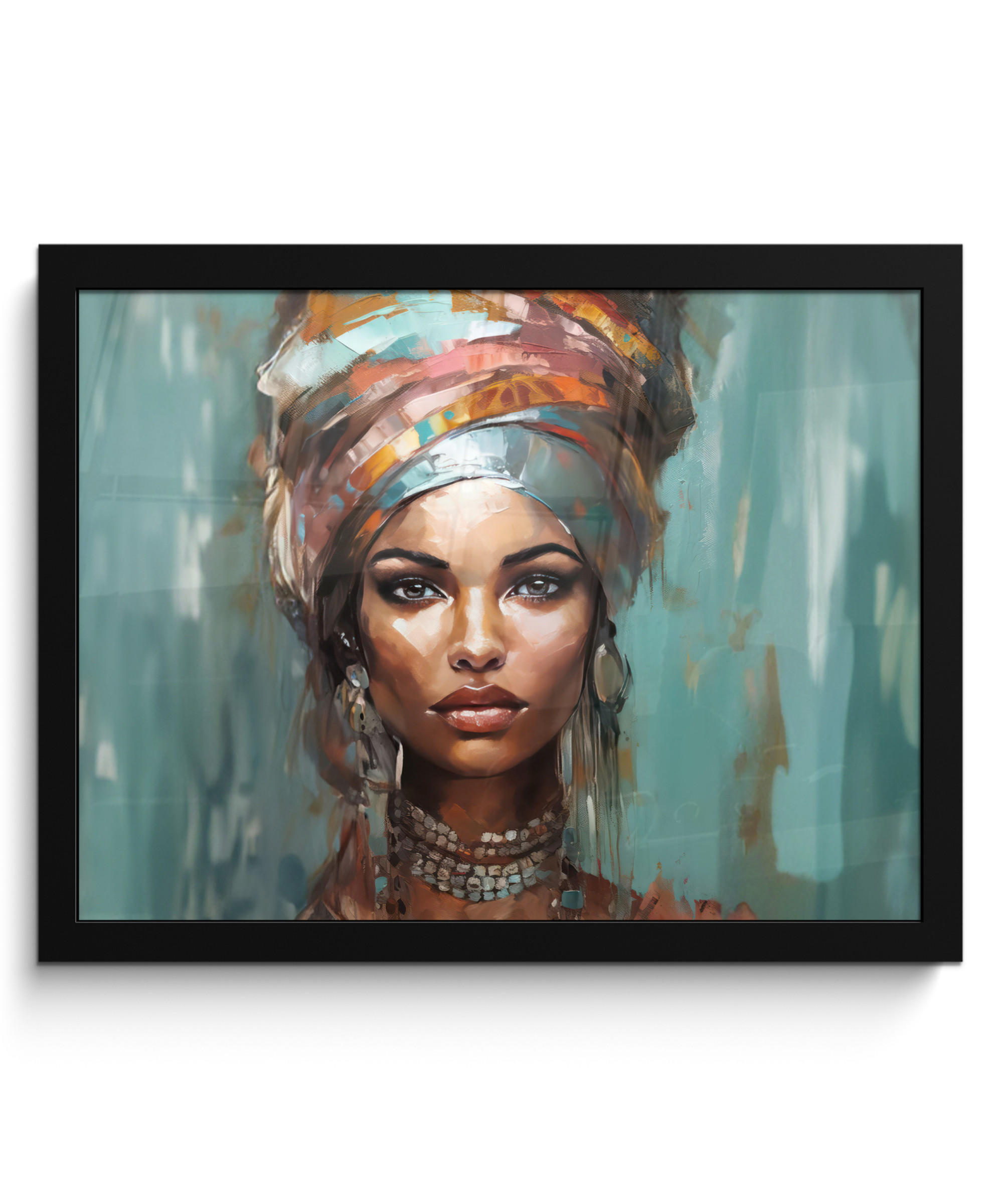 POSTER S OKVIROM Žena moderno 40x30 cm - plavo-siva, papir (40/30cm) - MuchoWow