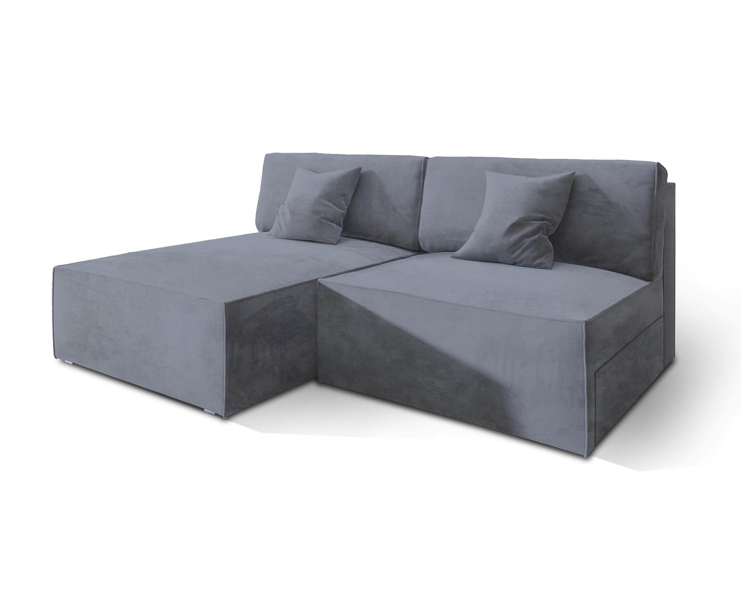 ROHOVÁ SEDAČKA FIORO šedá - šedá, dřevo/textil (204/148cm) - MASSENO