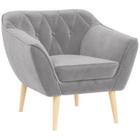 SESSEL Pirs 1 Sitzer Velvet Hellgrau - Hellgrau/Braun, Holz/Textil (80/75/74cm) - MKS