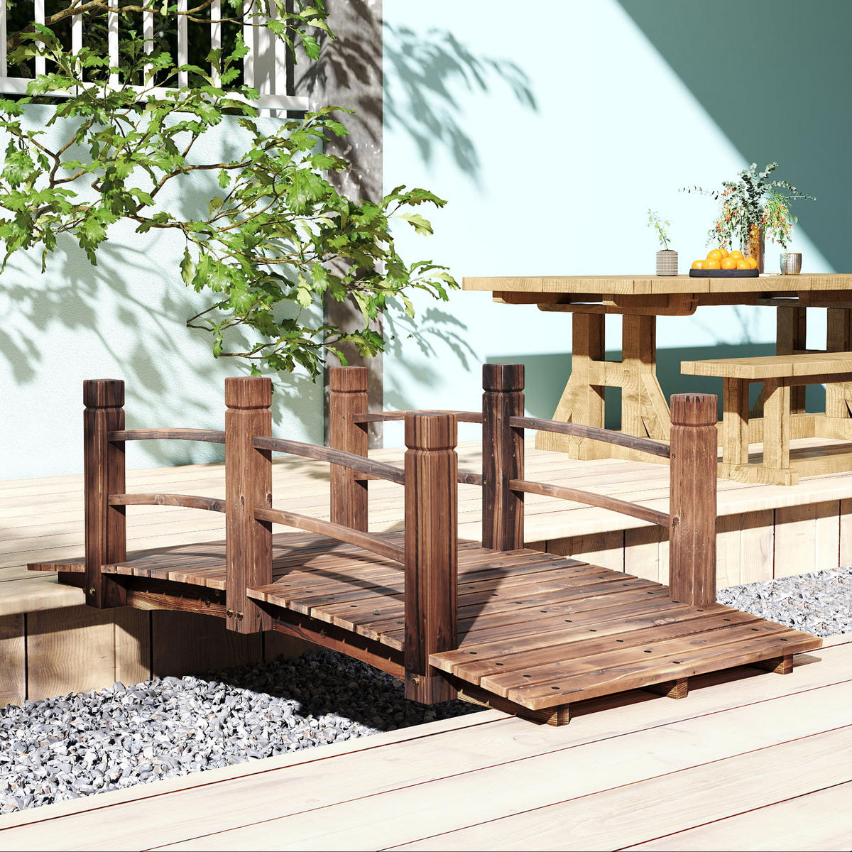 GARTENBRÜCKE, Tannenholz, Dunkelbraun - Dunkelbraun, Holz (1525/67/48cm) - Outsunny
