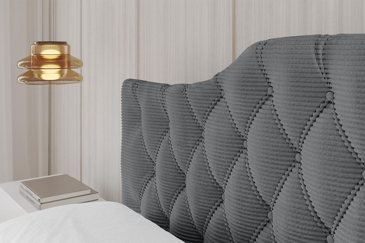 POLSTERBETT mit Bettkasten, Fußteil und Lattenrost, Boxbett mit Matratze H3/H4 - FALIO-Z-V1 180x200 Dunkelgrau - Anthrazit, Holzwerkstoff/Textil (180/200cm) - ALTDECOR