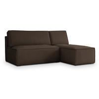 ECKSOFA BRISO P Braun Kordstoff mit Schlaffunktion - Braun, Holz (200/140cm) - MASSENO