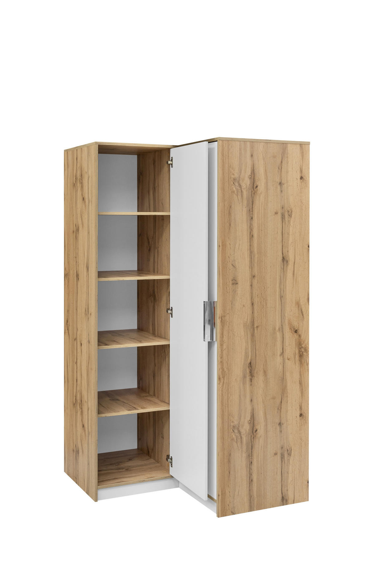 DREHTÜRENSCHRANK SION 108,5/200/57,5 cm 2-türig Eiche Wotan - Eiche Wotan/Weiß, Holzwerkstoff (108.5/200/57.5cm) - MASSENO