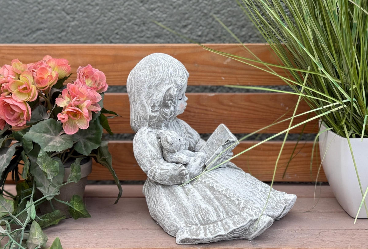 STEINFIGUR lesendes Mädchen frostfester Steinguss - Grau, Stein (21/24/22cm) - stoneandstyle