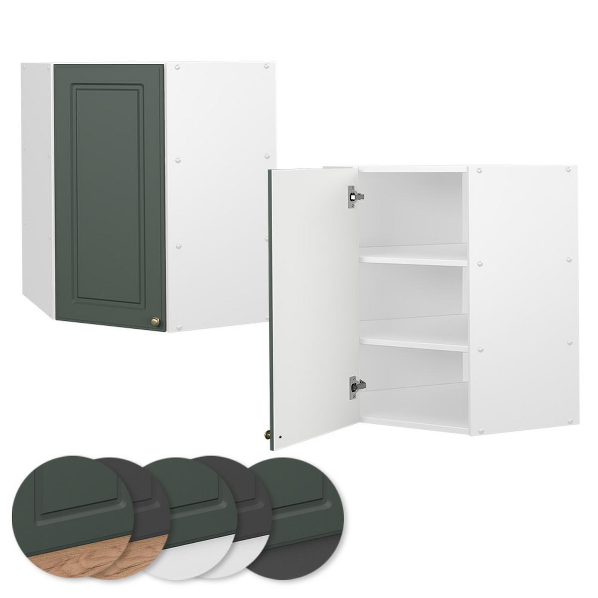 ECKHÄNGESCHRANK Fame-Line Grün-Gold Landhaus 57 cm - Weiß/Grün, Holzwerkstoff (57/72/34.1cm) - Vicco