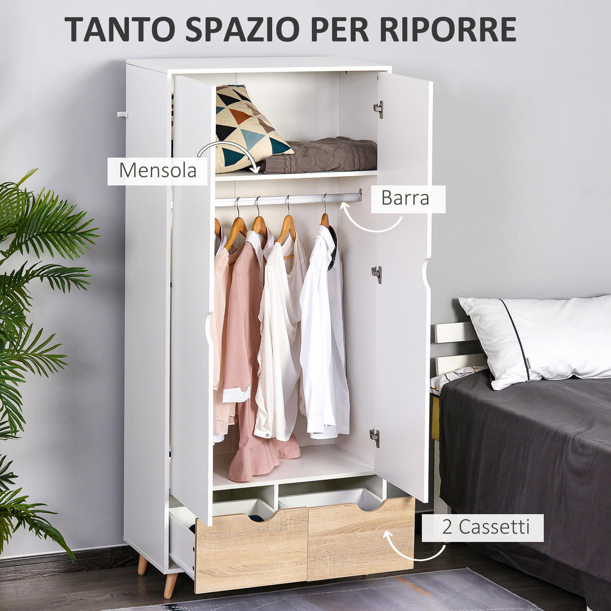 KLEIDERSCHRANK Multicolor 1 Stück - Multicolor, Holzwerkstoff (40/180/80cm) - GiPP