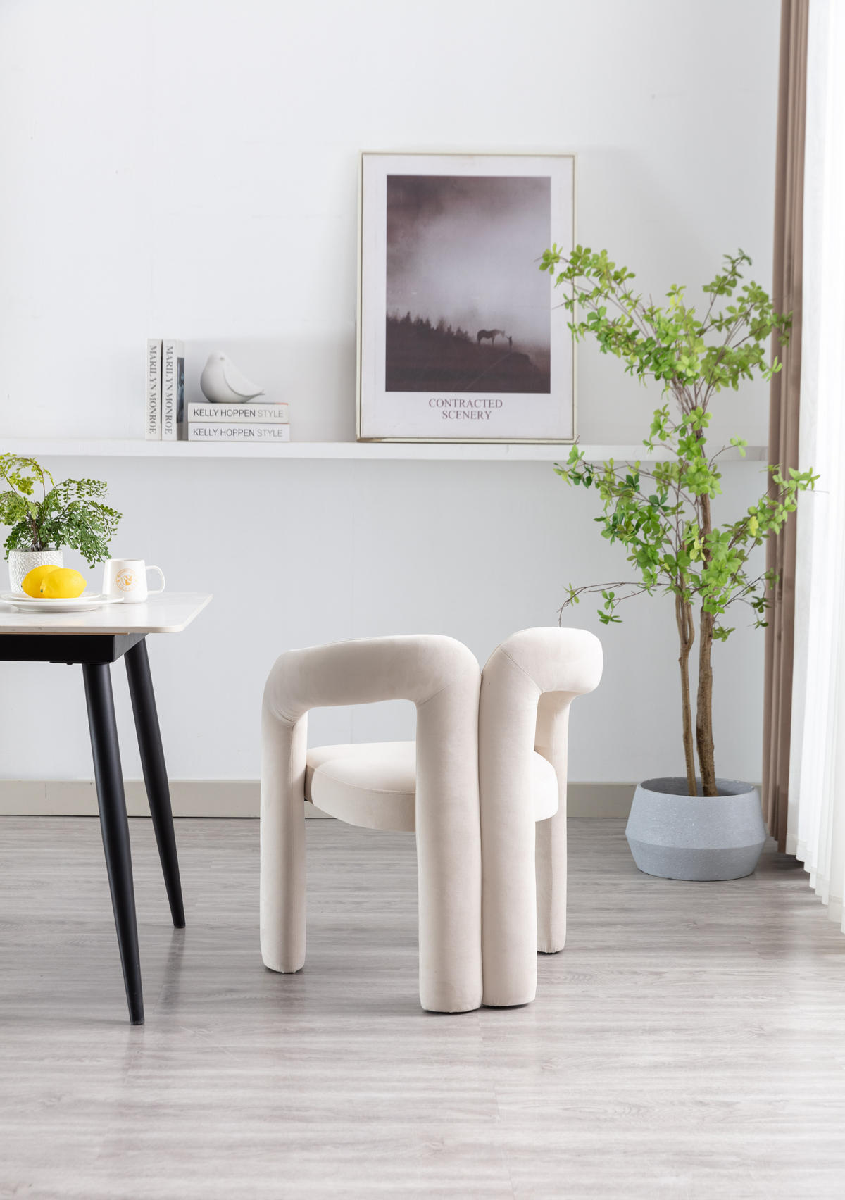 ESSZIMMERSTUHL 2er-Set aus Samt mit Metallbeinen - Beige, Textil (64/71/50.5cm)