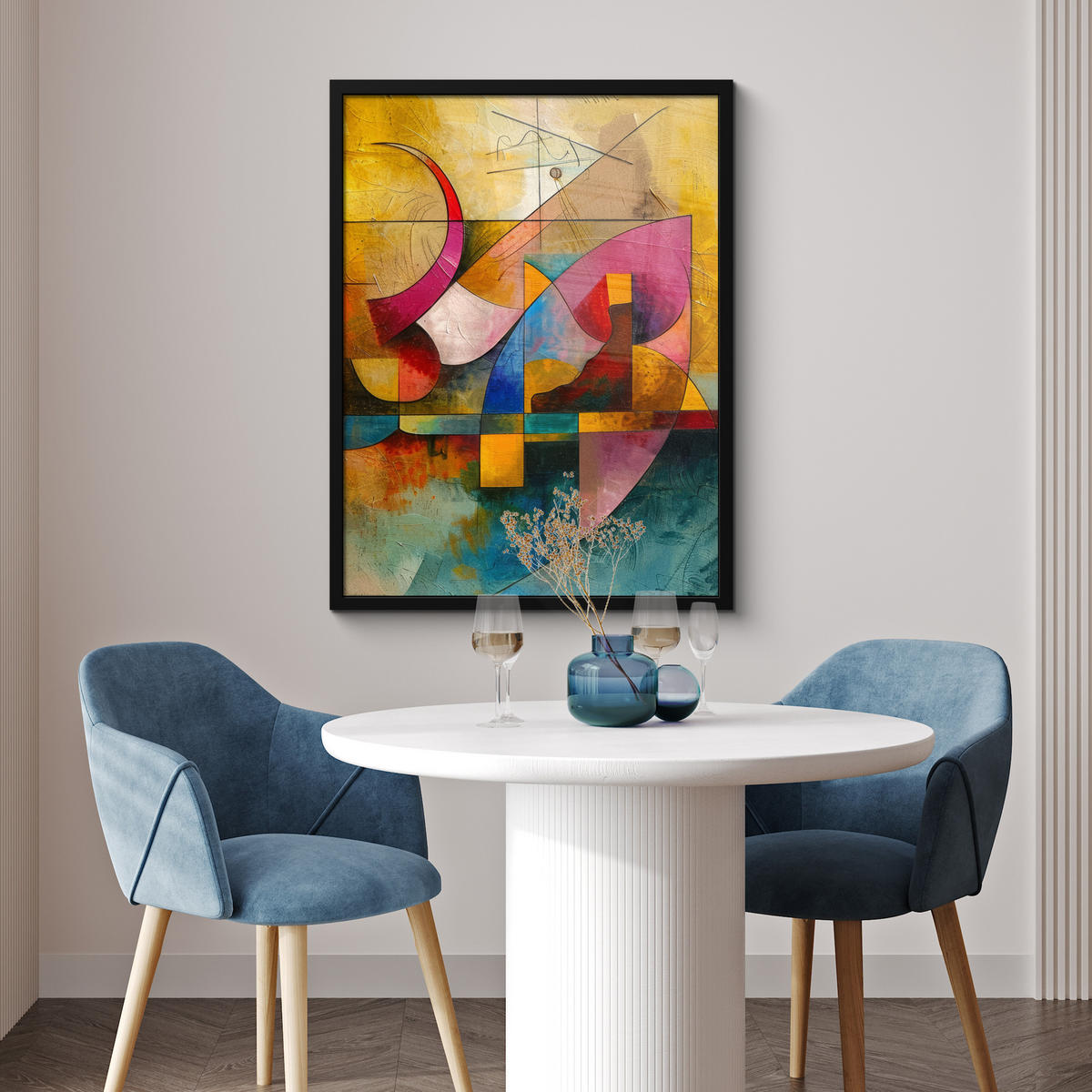 GERAHMTES BILD Kunst - Abstrakt - Modern 60x80 cm - Gelb, Papier (60/80cm) - MuchoWow