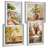 BILDER SET 4er Set - 50x50 cm & 40x60 cm Silberner Rahmen - Zitrusfrüchte in der Küche - Silberfarben, Kunststoff (50/50cm) - TULUP