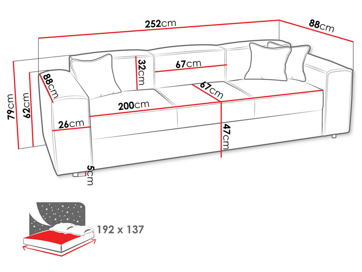 SCHLAFSOFA Santos Boucle - Dunkelgrau/Schwarz, Holzwerkstoff/Kunststoff (252/79/88cm) - MIRJAN24