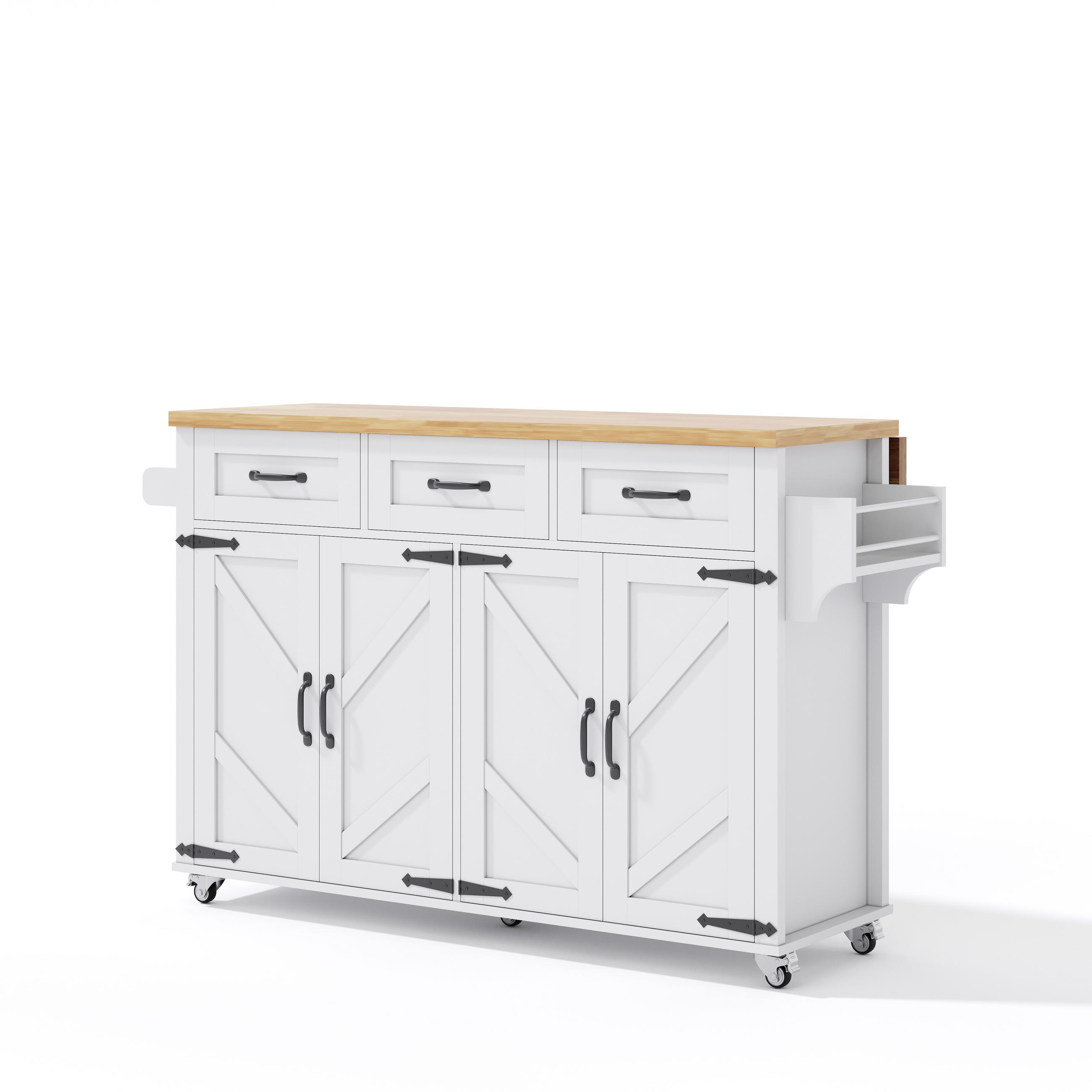KÜCHENINSEL DE-41330 140/43-70/90,5 cm mit 4 Türen und 3 Schubladen Weiß - Weiß, Holzwerkstoff (140/90.5/70cm) - ComfortXL