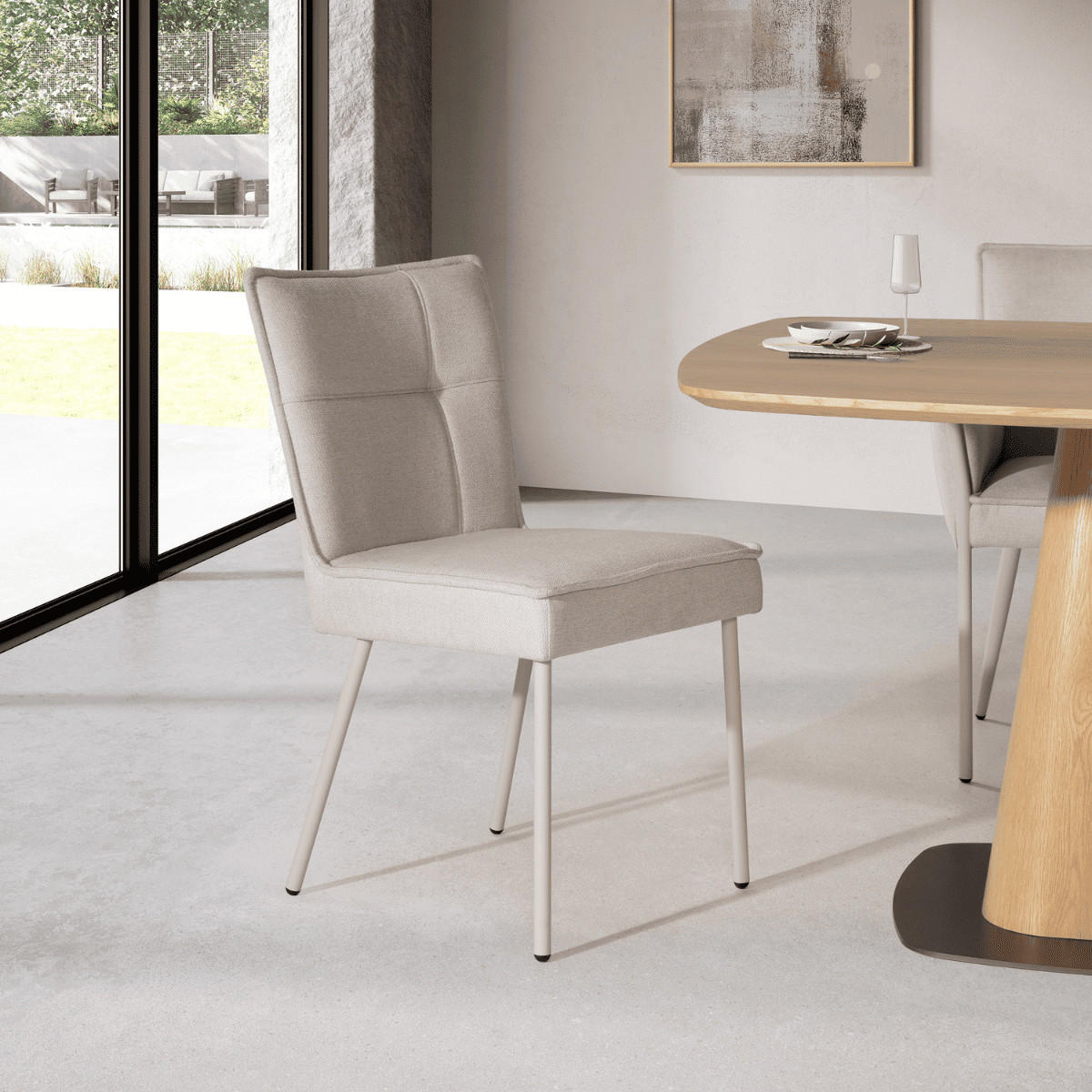 ESSZIMMERSTÜHLE STOFF 2er set 60/50,5/60 cm - Creme, Textil (60/50.5/53.5cm) - Calicosy