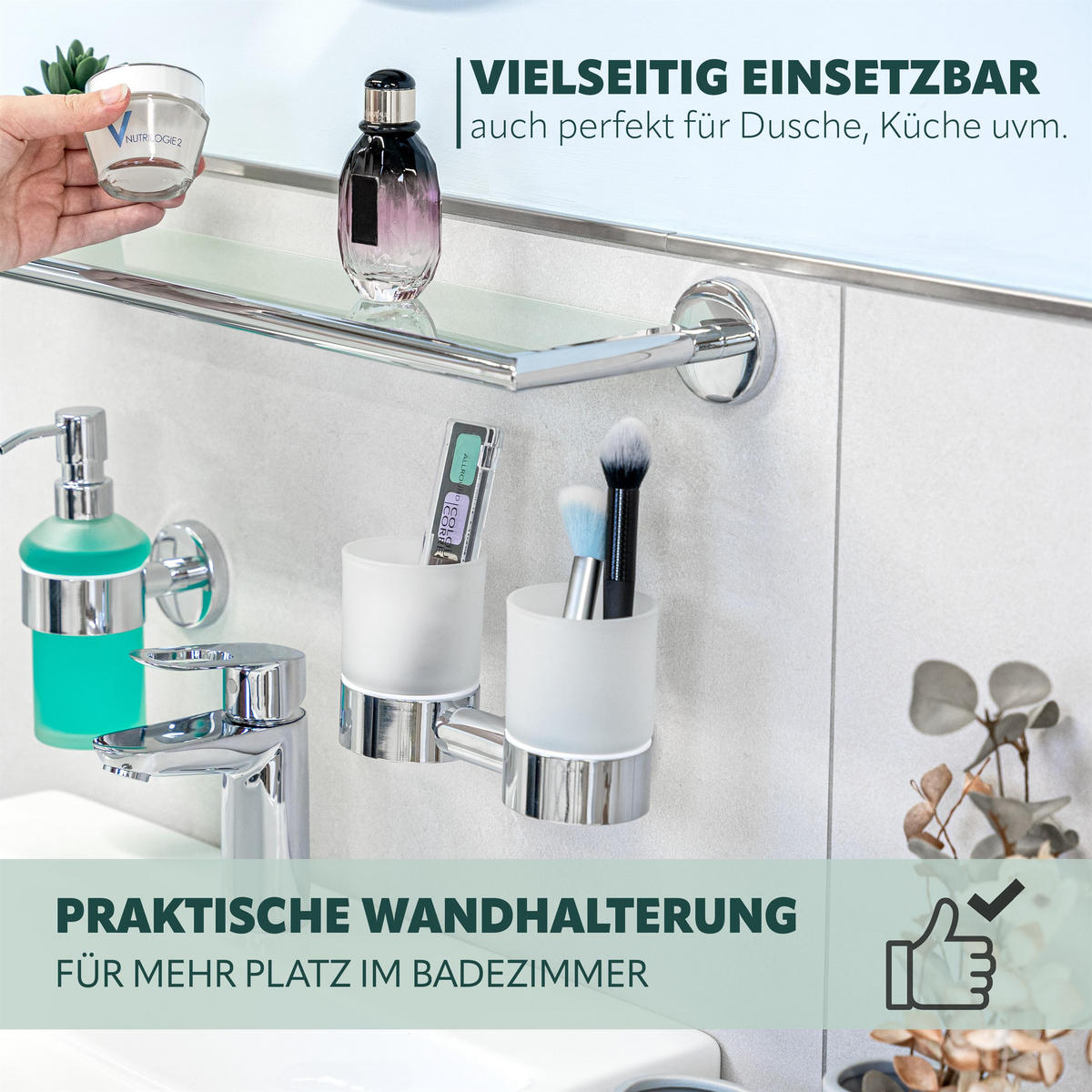 GLASABLAGE LUCENTE, Edelstahl, verchromt - Chromfarben, Metall (54/6/14cm) - bremermann