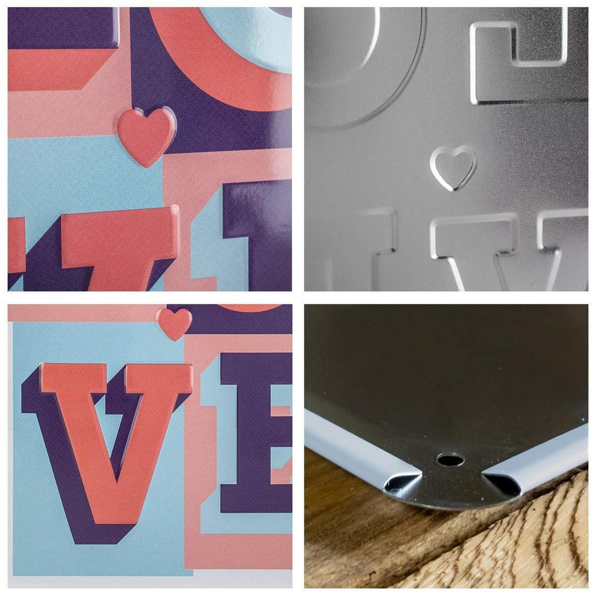 BLECHSCHILD 15/20 cm Word Up LOVE - Multicolor, Metall (15/20/0.5cm) - Nostalgic-Art