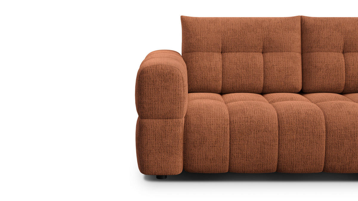 SOFA CLOUDI 2,5-Sitzer, rostrot - Schwarz/Orange, Holz/Textil (211/89/104cm) - Courtois Laville