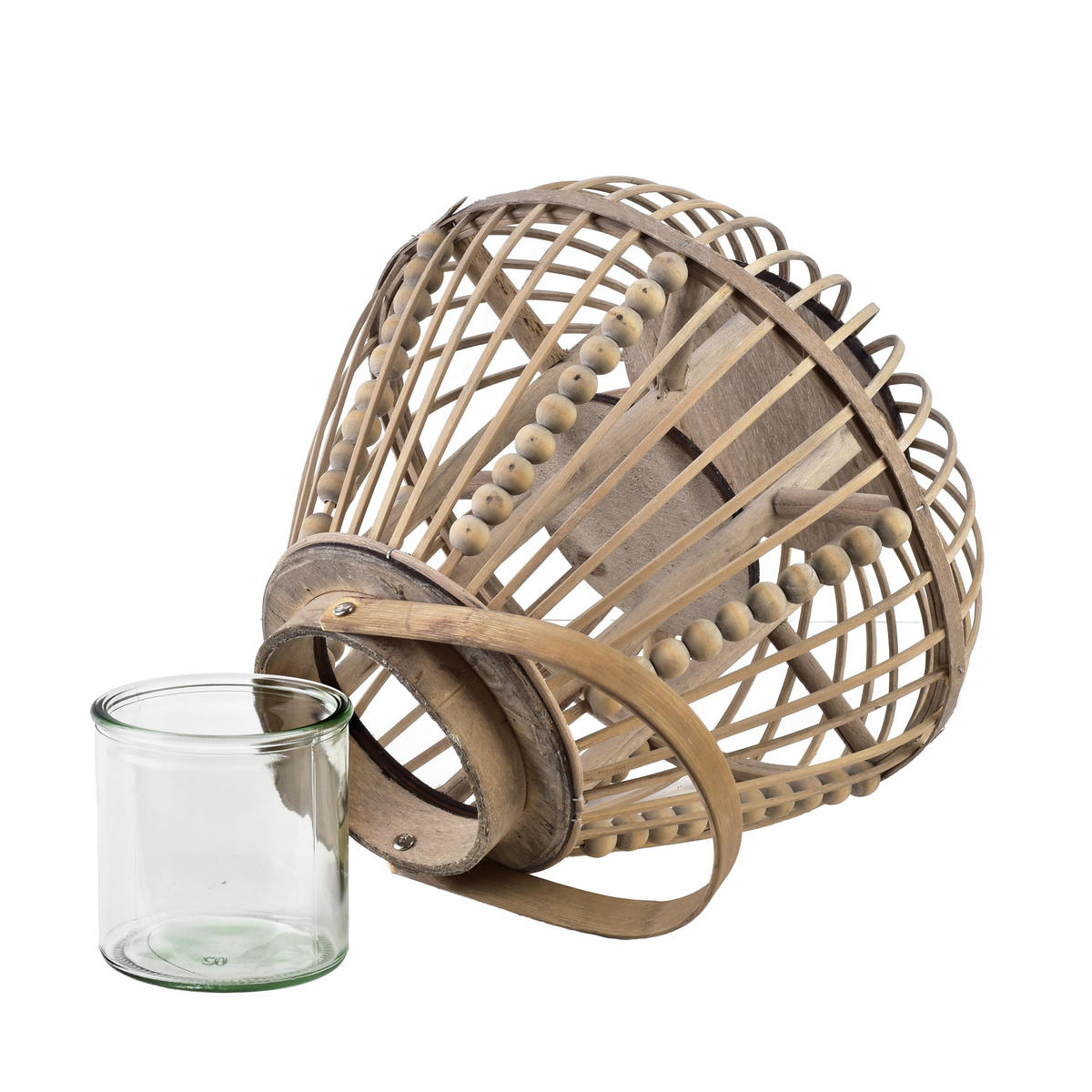 WINDLICHT Lucie Grau 30xh28cm Weide - Grau, Naturmaterialen (30/28/30cm) - Mondex