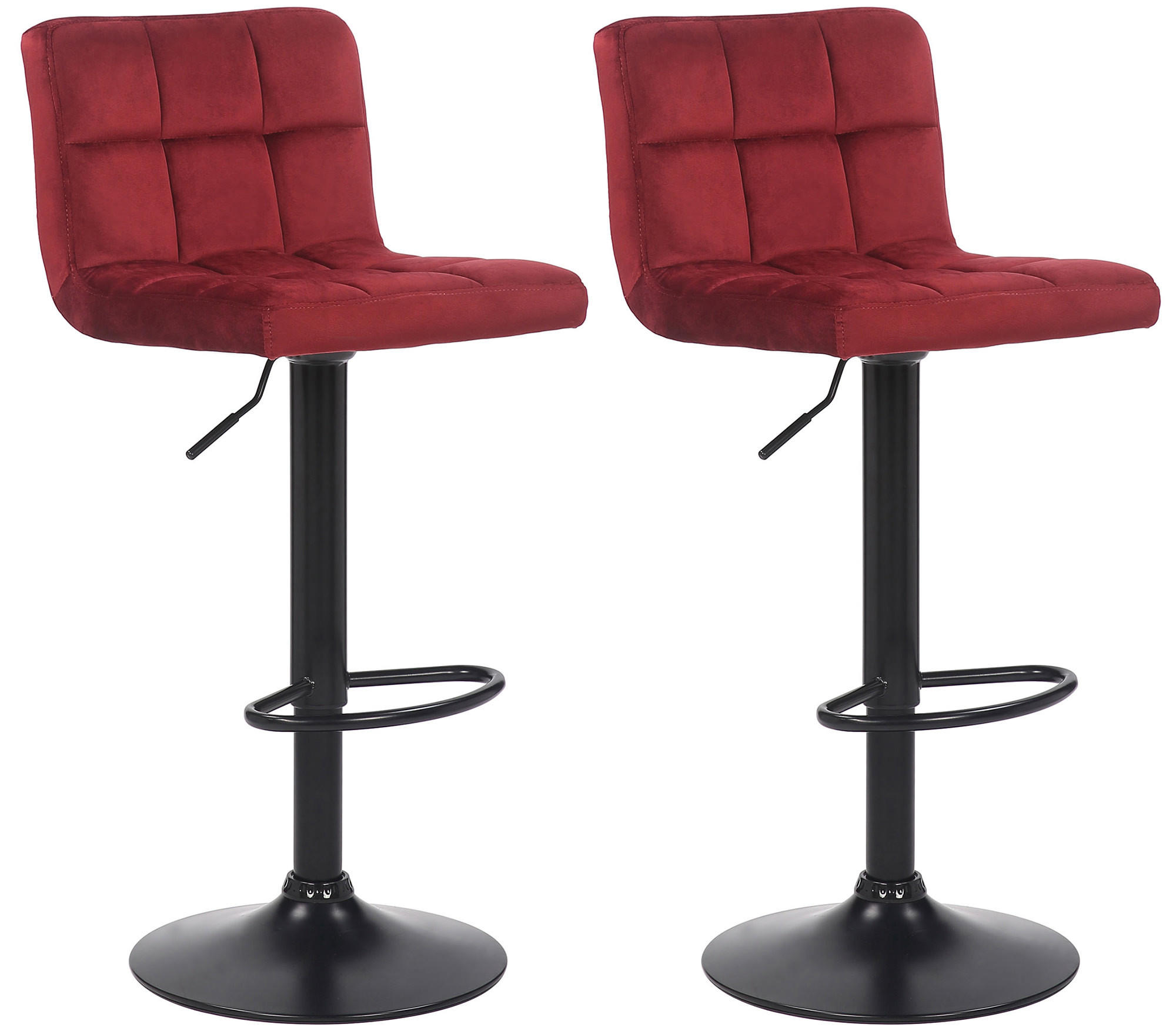 BARHOCKER 2er Set Samt Rot - Rot/Schwarz, Textil/Metall (40/85/40cm) - CLP