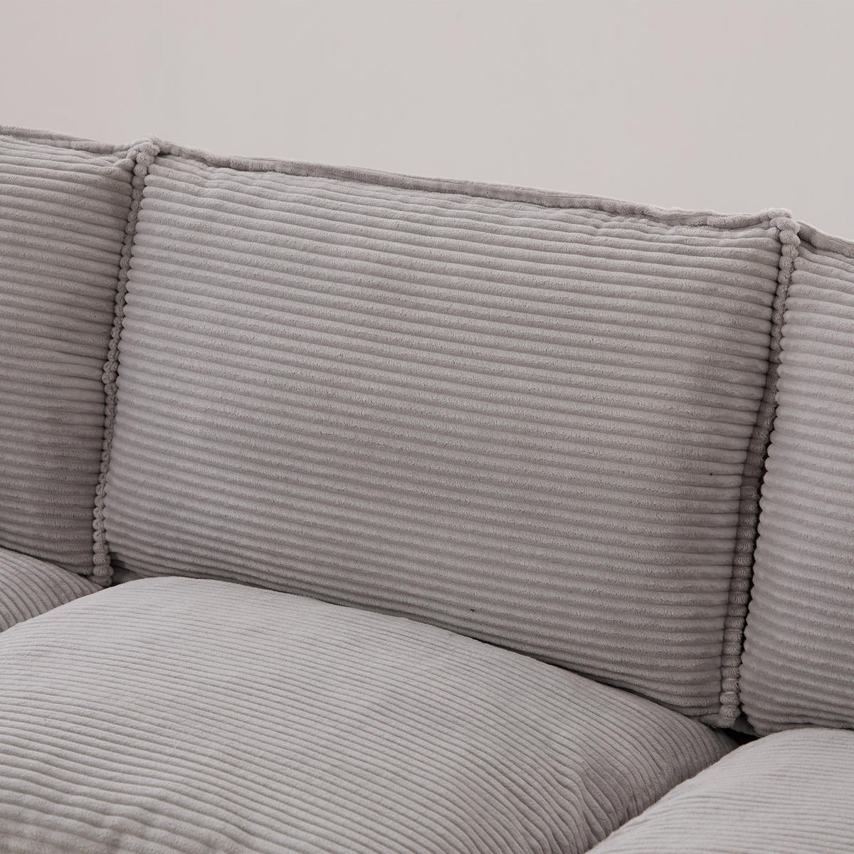 2-SITZER SOFA Cord Hellgrau mit USB-C und Seitentaschen - Hellgrau, Holzwerkstoff/Kunststoff (190/84/73cm) - WISHDOR