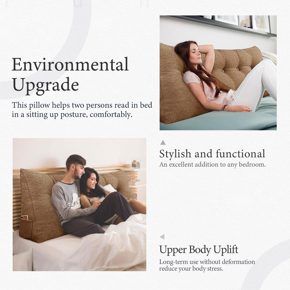 RÜCKENKISSEN für Bett Leinenlook Braun 140 cm - Braun, Textil (50/140cm) - Vercart