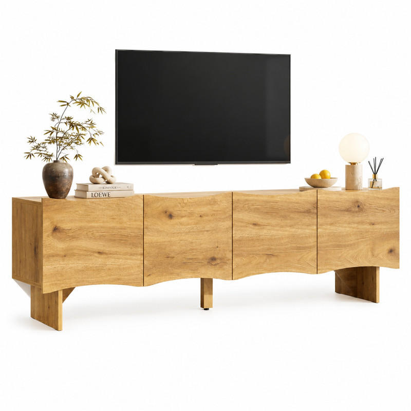 TV-ELEMENT mit 4 Türen 155 x 36 x 47 cm Holzoptik Natural - Braun, Holzwerkstoff (36/47/155cm) - Beauniv
