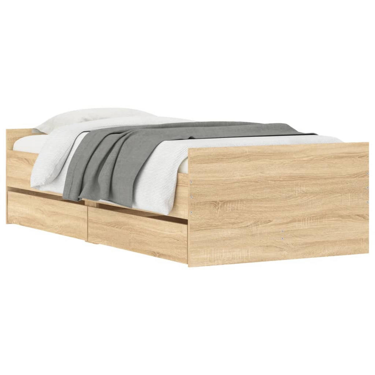 BETTGESTELL Mit Schubladen Sonoma-Eiche 100/200 Cm - Braun, Holzwerkstoff (100/200cm) - vidaXL