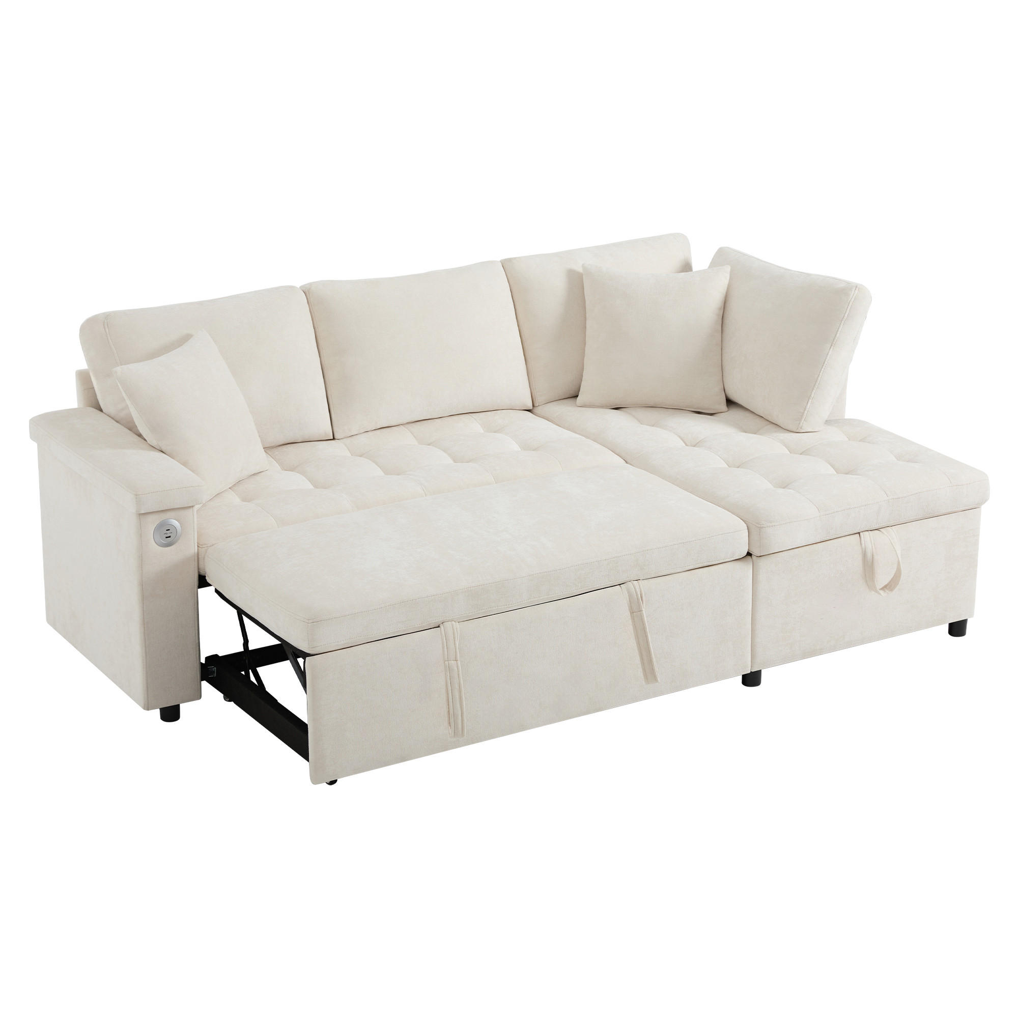Oxeza Eckschlafsofa Beige 209x130 cm