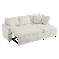 ECKSOFA rechts mit Schlaffunktion, Chenille & Stauraum, 209/130/84 cm, Beige - Beige, Textil (130/209cm) - Redom