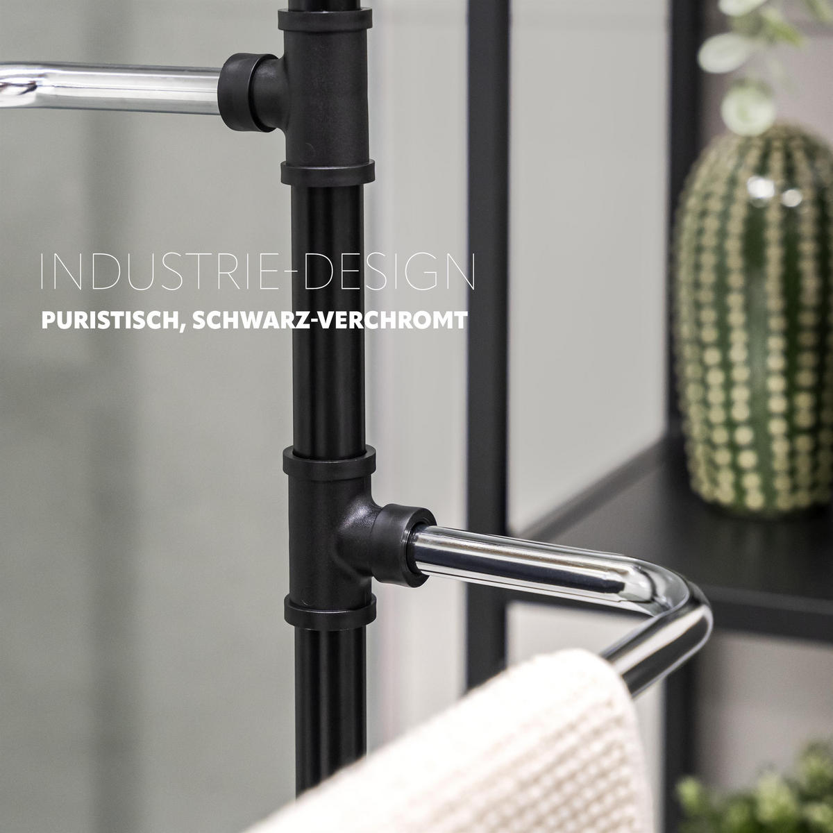 STAND-HANDTUCHHALTER, schwarz, Stahl - Schwarz, Metall (59/85/29cm) - bremermann