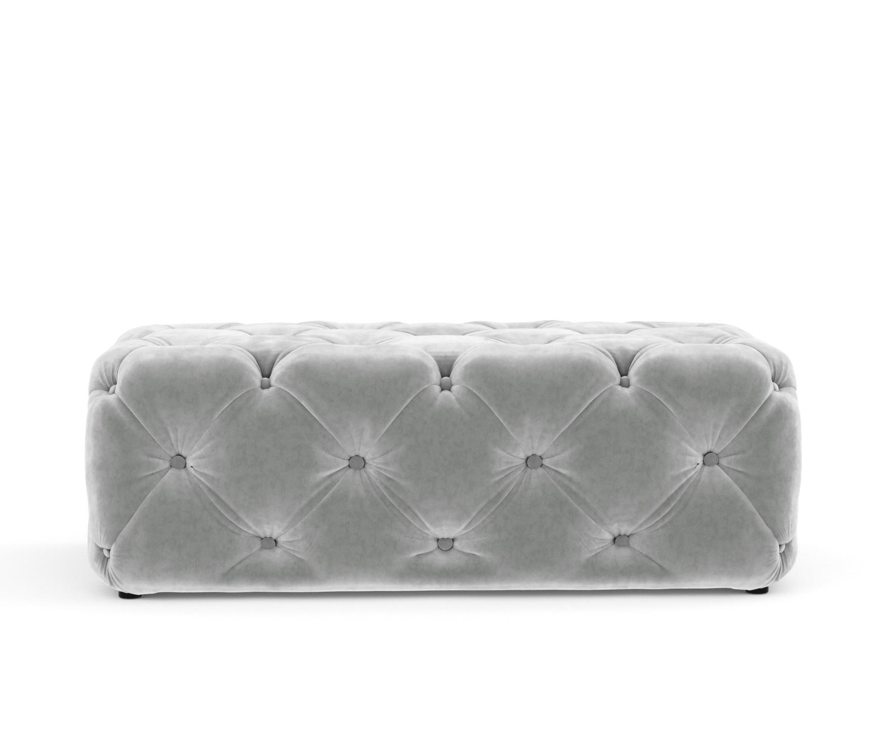 POUF Cosimo Hellgrau Samtstoff - Hellgrau/Schwarz, Holz/Holzwerkstoff (130/39/65cm) - Maison de Reve