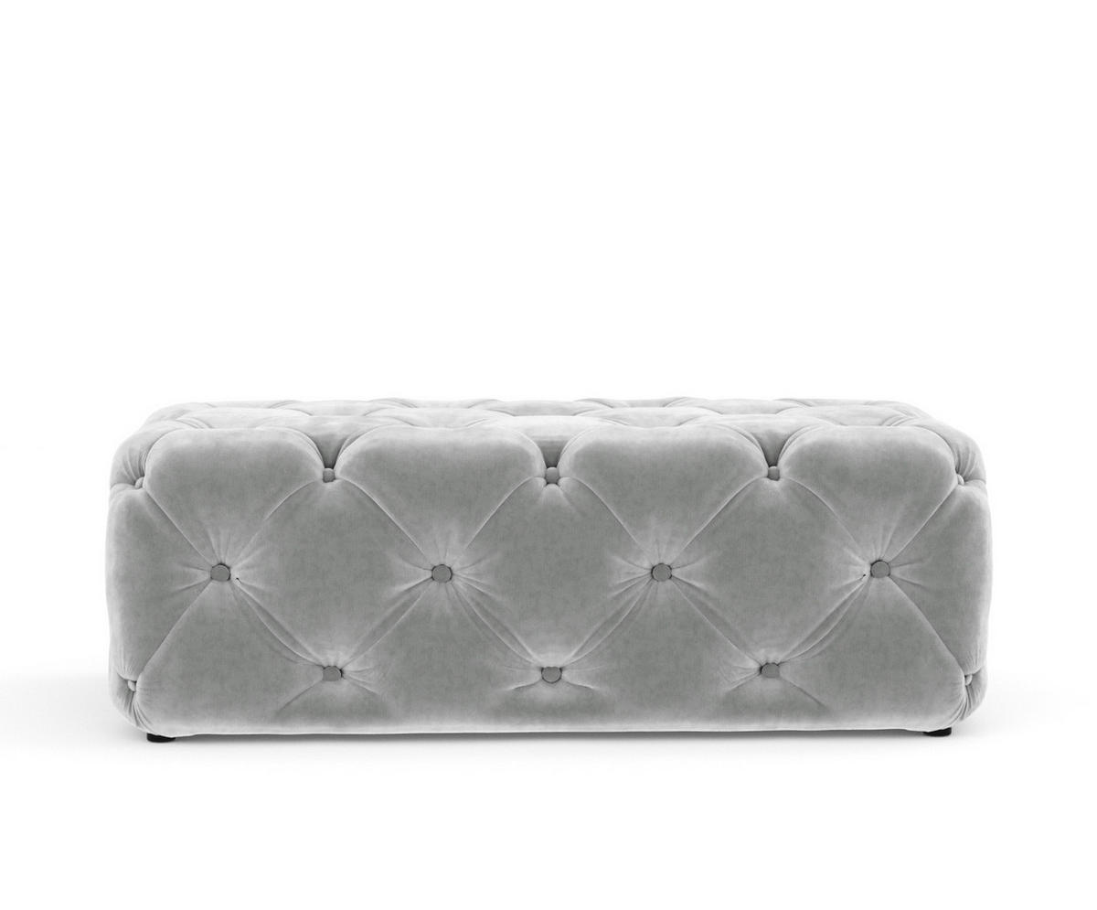 POUF Cosimo Hellgrau Samtstoff - Hellgrau/Schwarz, Holz/Holzwerkstoff (130/39/65cm) - Maison de Reve
