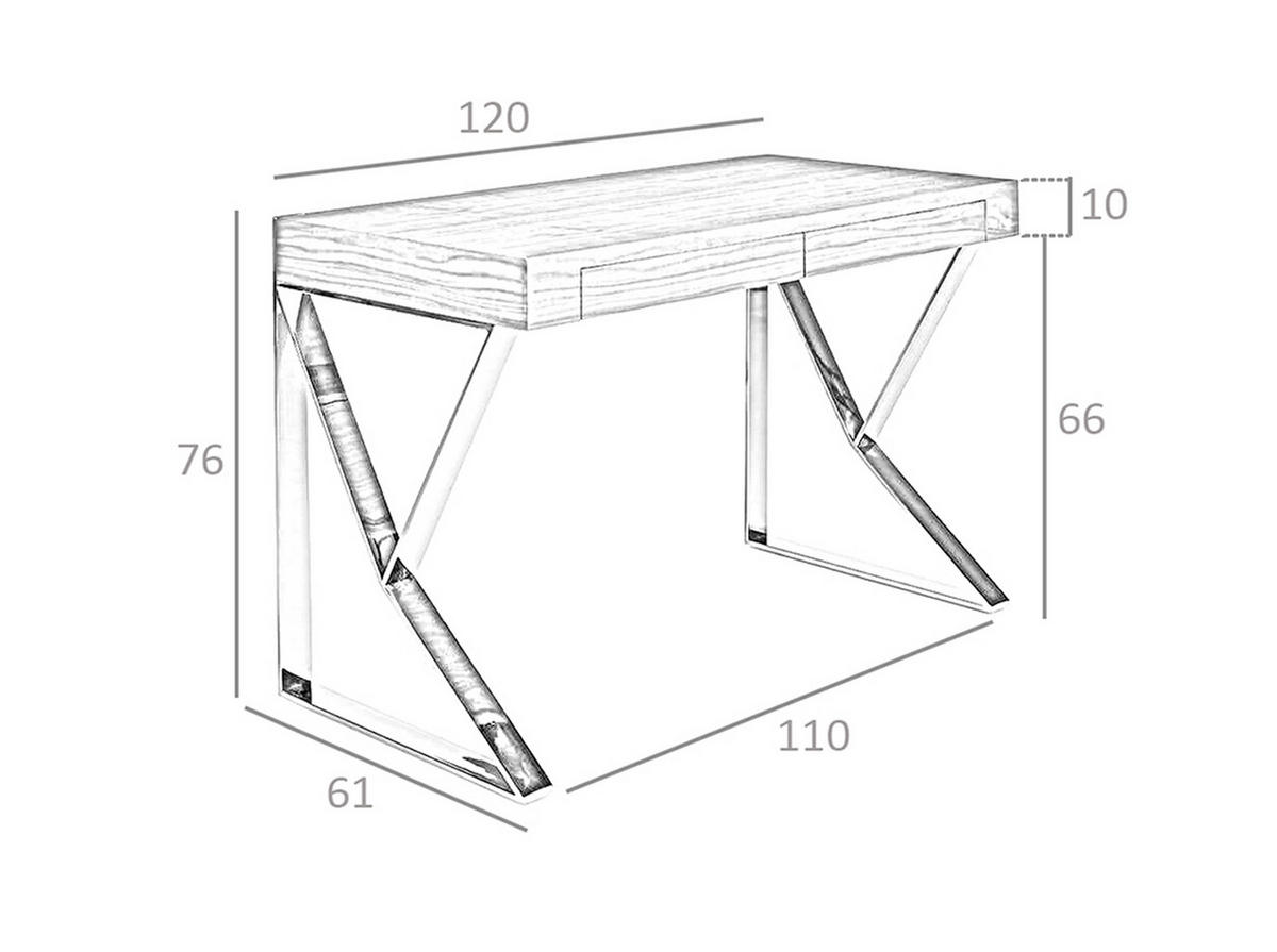 SCHREIBTISCH Rechteckig Walnuss Stahl 120/61/76 cm - Edelstahlfarben/Walnussfarben, Holz/Metall (61/120/76cm) - ANGEL CERDA
