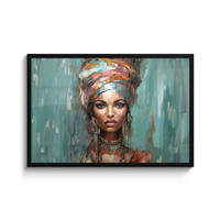 ZARÁMOVANÝ PLAGÁT Žena - Umenie - Šperky - Portrét 90x60 cm - modrosivá, papier (90/60cm) - MuchoWow