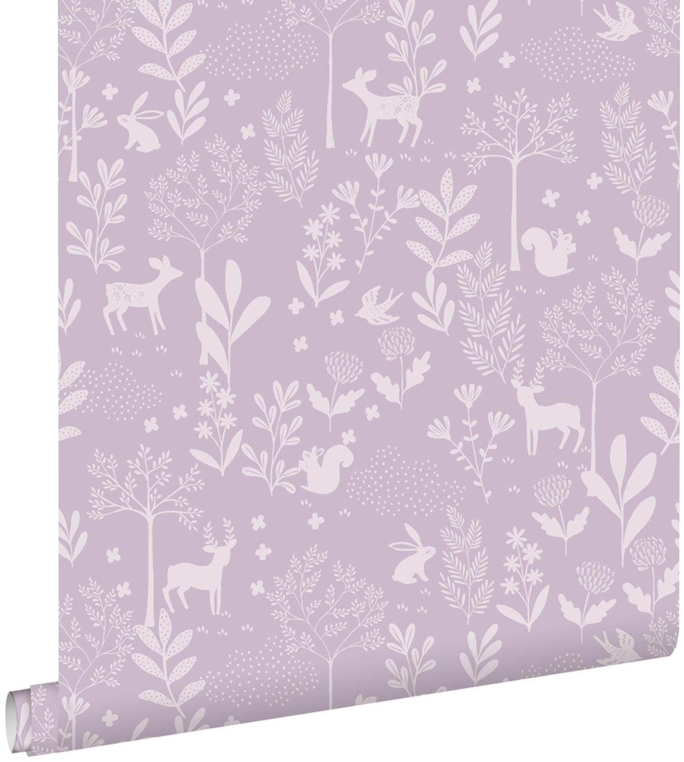 TAPETE Wald mit Waldtieren 53 cm x 10.05 m - Lila, Papier (53/0.1cm) - ESTAhome