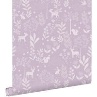 TAPETE Wald mit Waldtieren 53 cm x 10.05 m - Lila, Papier (53/0.1cm) - ESTAhome