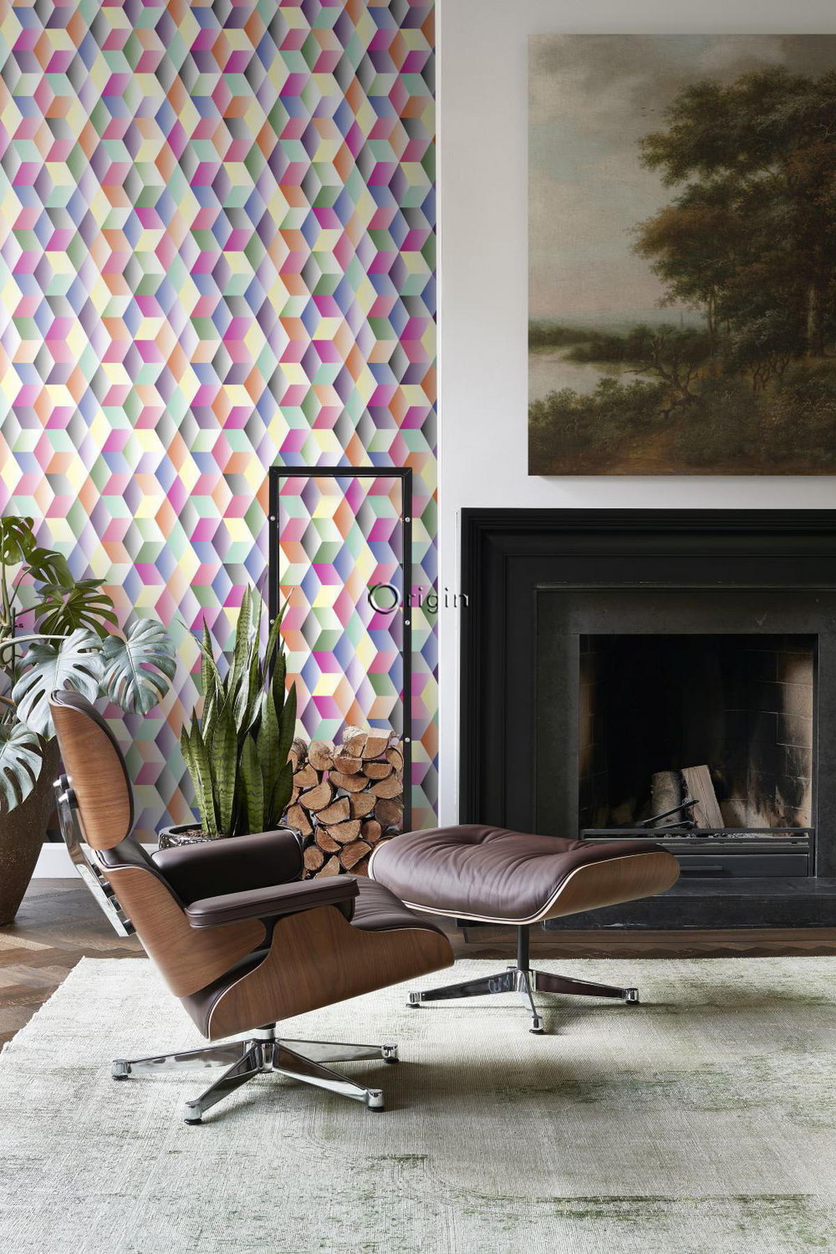 XXL-VLIESTAPETE grafisches Muster 50 x 900 cm - Pink, Papier (50/900cm) - Origin Wallcoverings