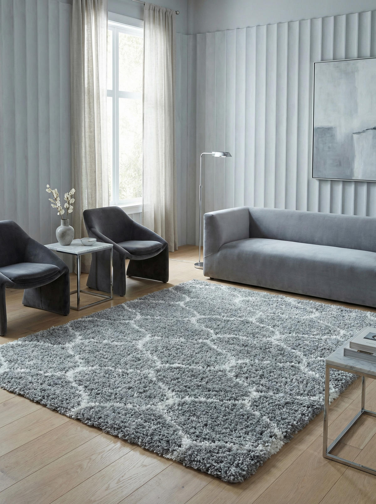 TEPPICH Waschbar Shaggy Scandi Kuschelig Schlafzimmer Strapazierfähig Grau 280x370 cm Flur – RONDA - Grau, Textil (280/370cm) - KADIMA DESIGN