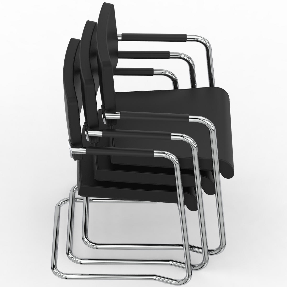 BESUCHERSTUHL V1207 Echtleder Schwarz - ergonomisch, 150 kg belastbar - Schwarz, Leder/Kunststoff (55/86/55cm) - Versee