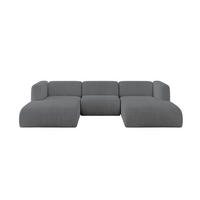 WOHNLANDSCHAFT MIRA-U1 317x179x70 Dunkelgrau Cord - Dunkelgrau/Schwarz, Holzwerkstoff/Kunststoff (317/70/179cm) - ALTDECOR