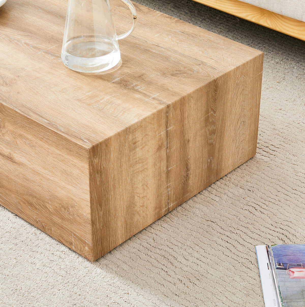 KLUBSKA miza, 90/50/30 cm, MDF v videzu lesa - naravne barve, leseni material (90/50/30cm) - BEAOK