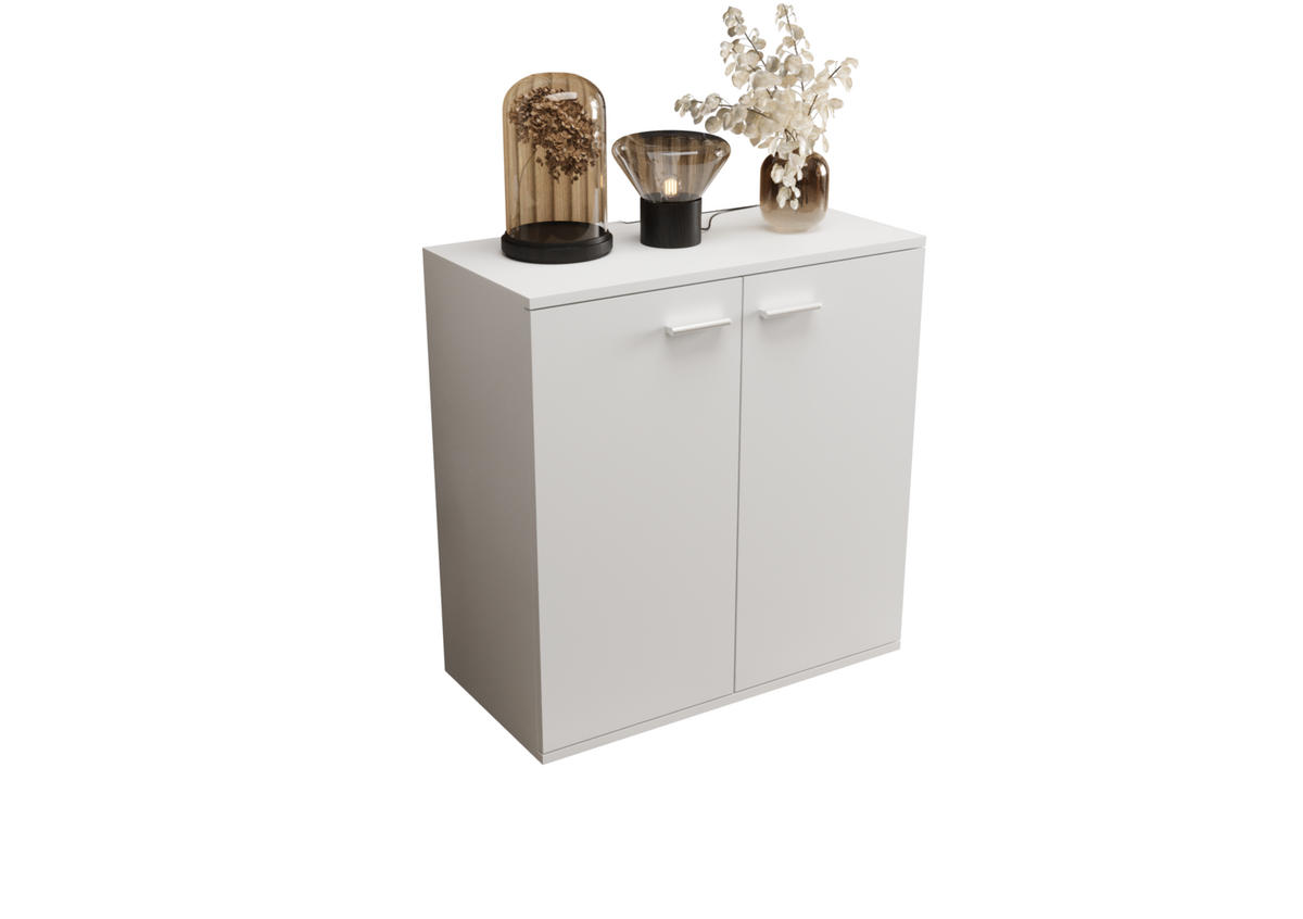 KOMMODE London LMK 2D mit 2 Türen, Sideboard in Farbe: Weiß, Größe: 71 x 75 x 35 cm - Weiß, Holzwerkstoff (71/75/35cm) - O-Sofa