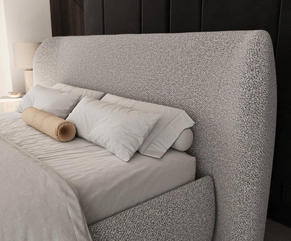 POLSTERBETT Bellano mit Stauraum 160/200 cm Grau im Bubble Stoff - Schwarz/Naturfarben, Holz/Holzwerkstoff (160/200cm) - AltaBeds