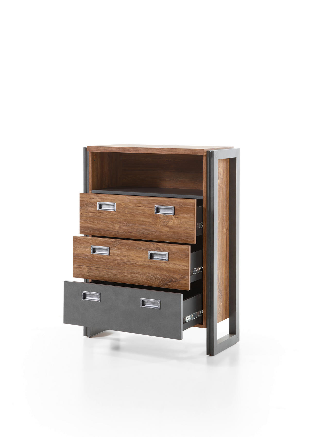 KOMMODE I12 Stirling Oak & Matera 75/100/33 cm mit Schubkästen - Eichefarben, Holzwerkstoff (75/100/33cm) - Livojo