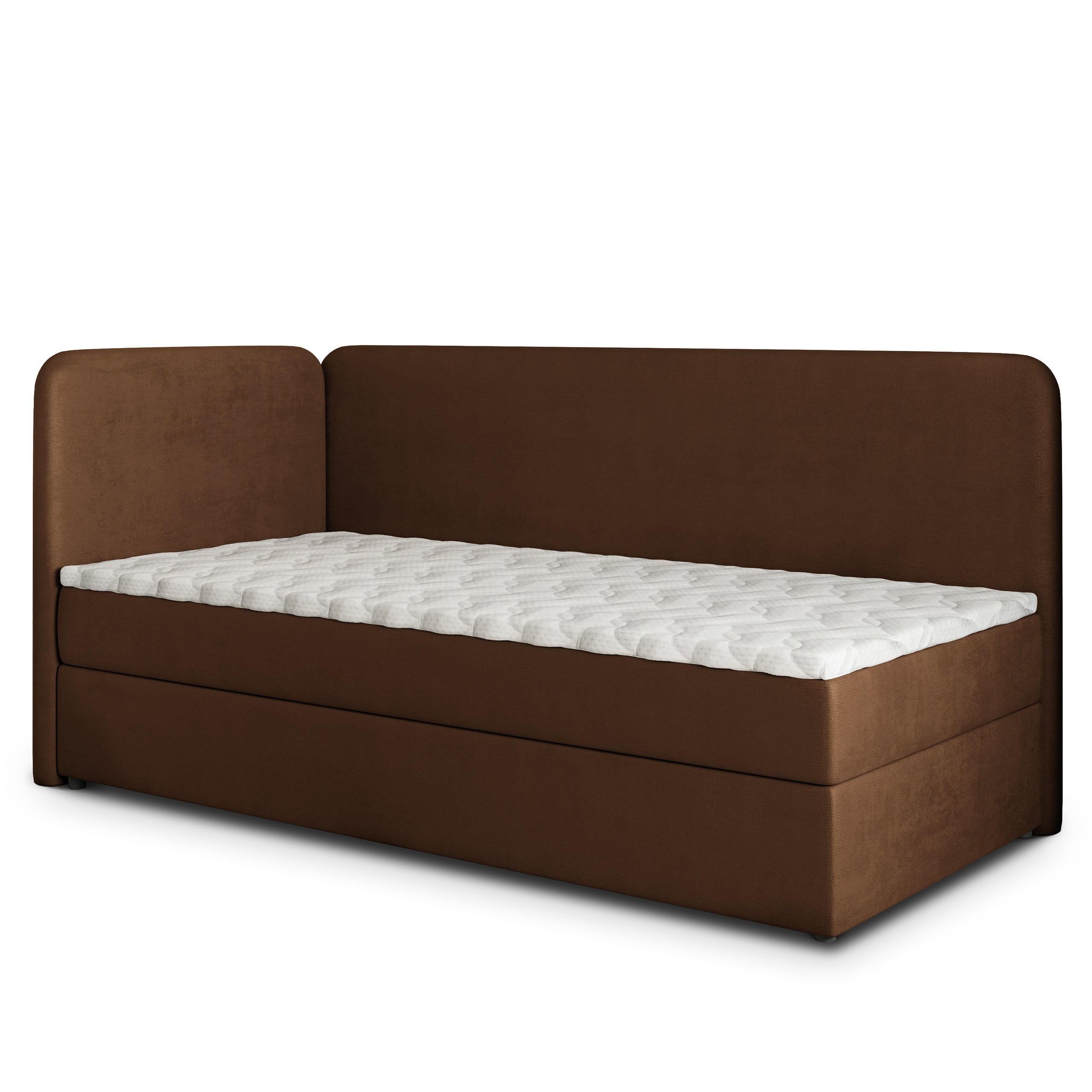 BOXBETT GINA 90x200 cm mit Matratze und Topper, H2+H3 - Braun - Braun, Holz (90/200cm) - MASSENO